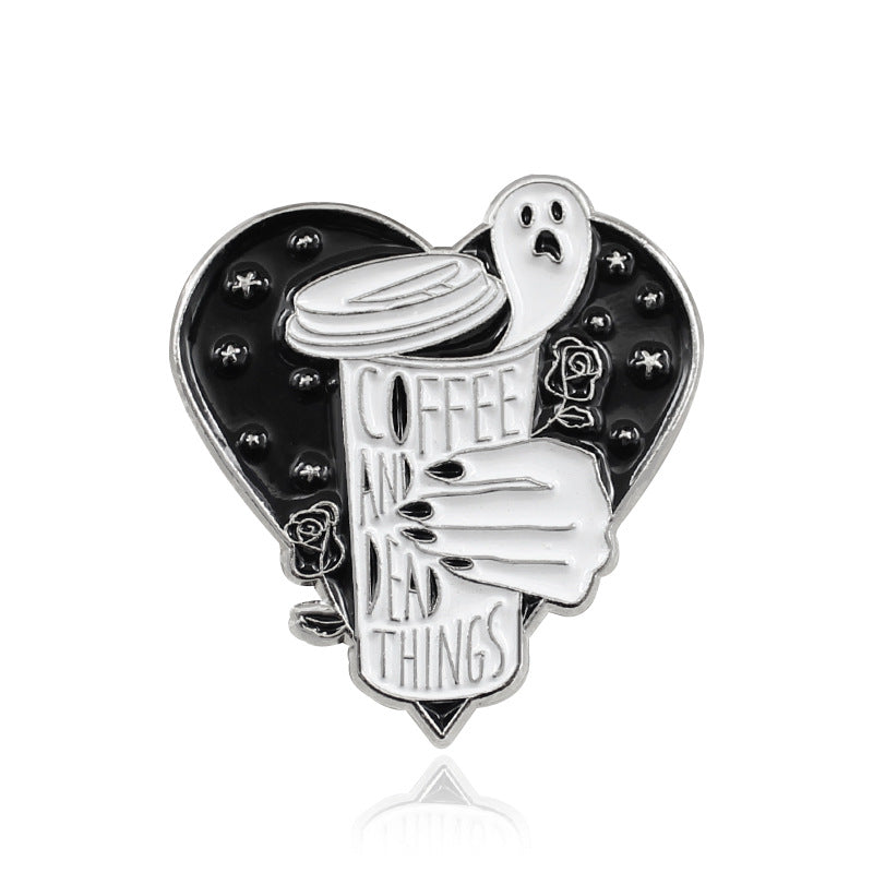 Fashion Trend Badges Big Cartoon Rabbit Panda White Ghost Face Dagger Creative Brooch — back view
