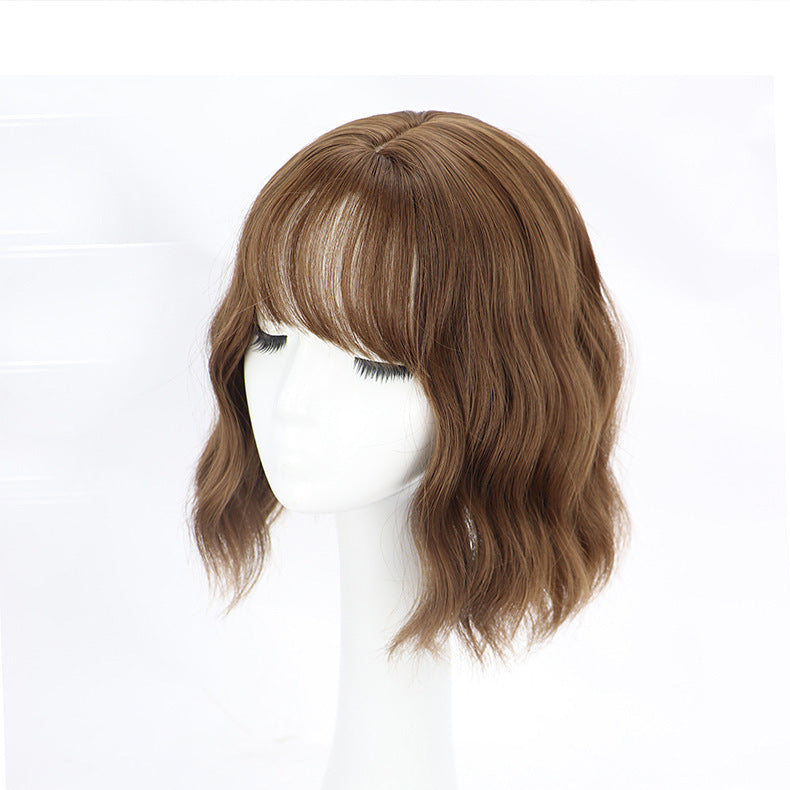Red Short Curly Wig - Corn Perm Full Cap Style — back view
