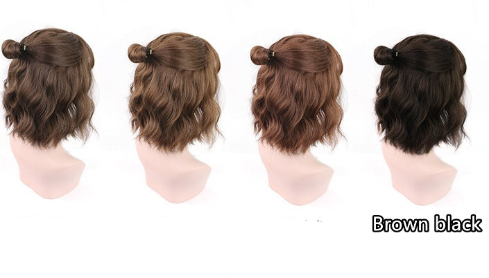 Red Short Curly Wig - Corn Perm Full Cap Style — side view