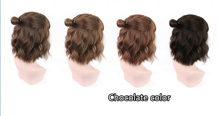 Red Short Curly Wig - Corn Perm Full Cap Style — detail