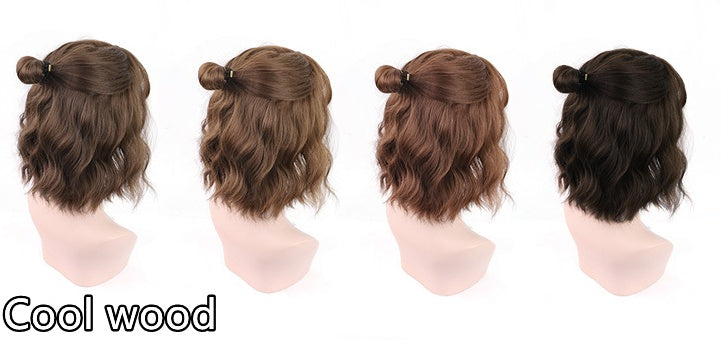 Red Short Curly Wig - Corn Perm Full Cap Style — scale reference