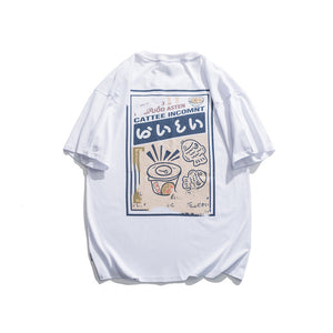 Anime Cartoon Print Off Shoulder Short-sleeved T-shirt