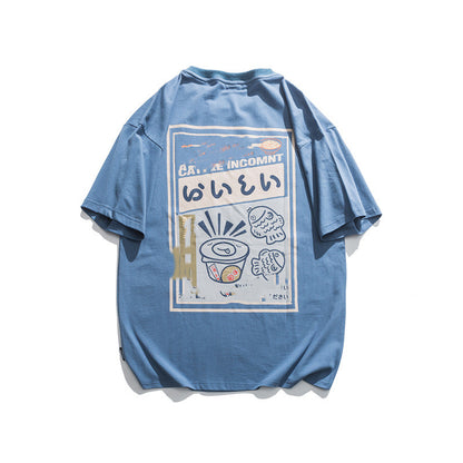 Anime Cartoon Print Off Shoulder Short-sleeved T-shirt — side view