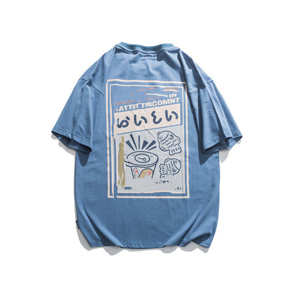 Anime Cartoon Print Off Shoulder Short-sleeved T-shirt — scale reference
