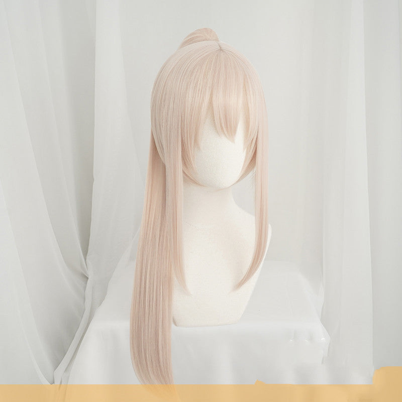 Genshin Impact Cosplay 3-Piece Set — Aether Traveler Wig + Ningguang Wig + Venti Cape & Hat — back view