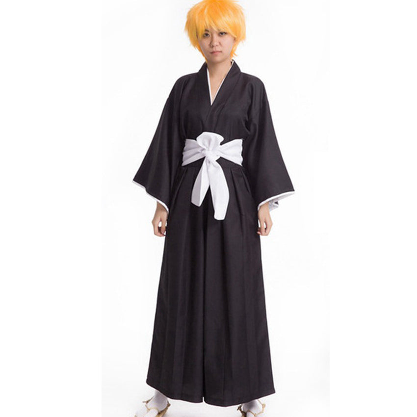Cosplay In Black Kendo Costume — back view
