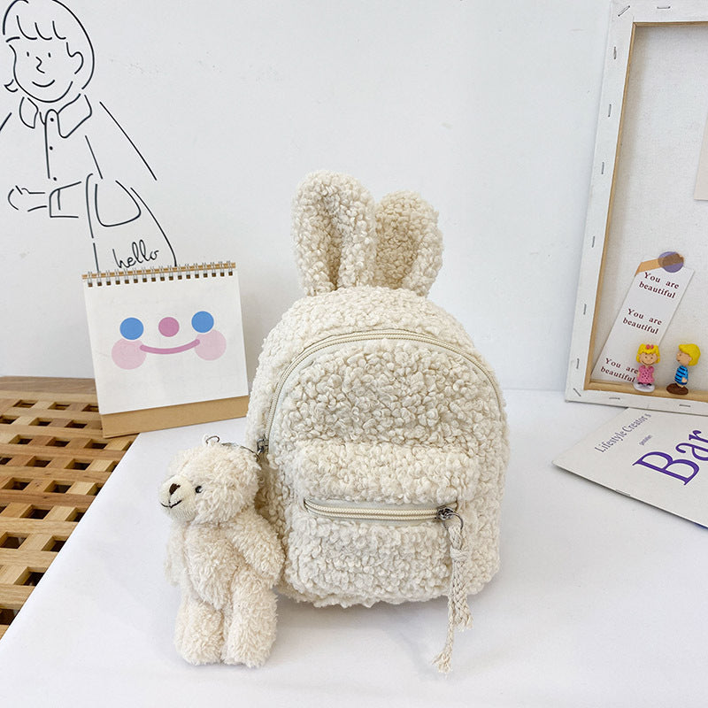 Bunny Ears Backpack, Bear Bag Plush, Super Cute And Cute For Children — back view