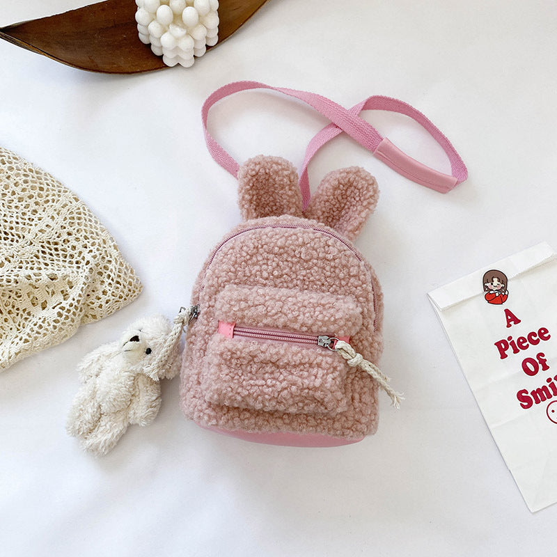 Bunny Ears Backpack, Bear Bag Plush, Super Cute And Cute For Children — side view