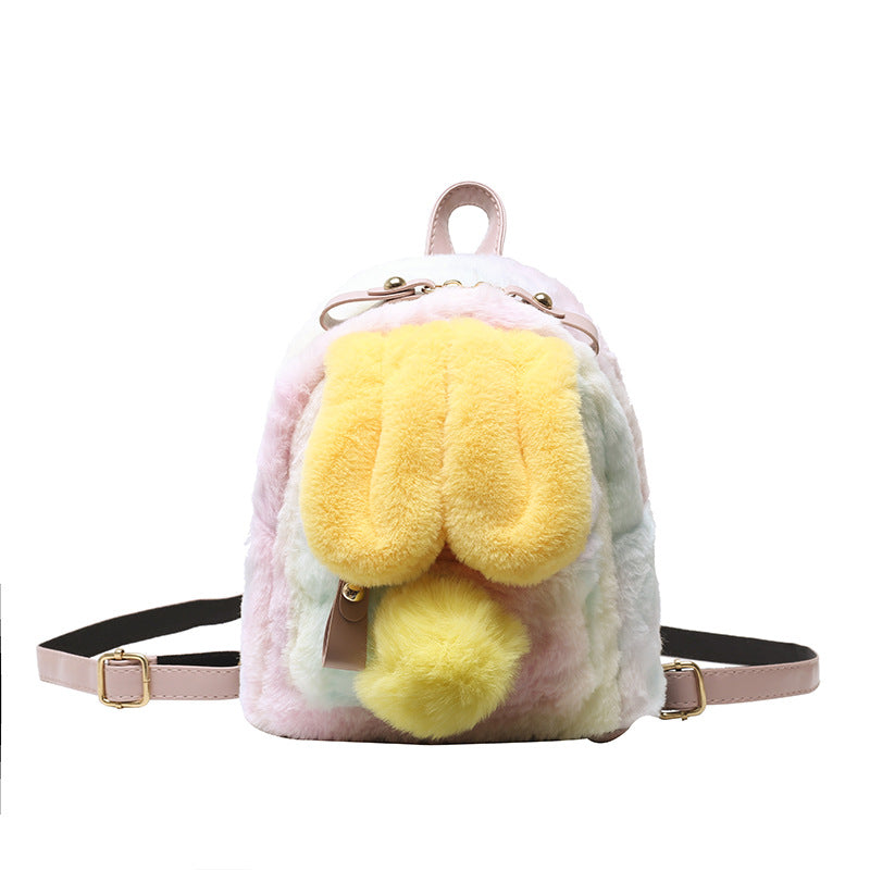 Girl Heart Bunny Ears Backpack Bunny Plush Backpack — detail