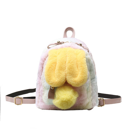 Girl Heart Bunny Ears Backpack Bunny Plush Backpack — detail