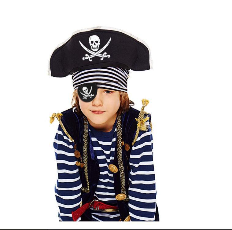 Halloween Pirate Captain Cosplay Costume Accessories Colony Pirate Hat Single Eye Patch For Halloween Kids — packaging