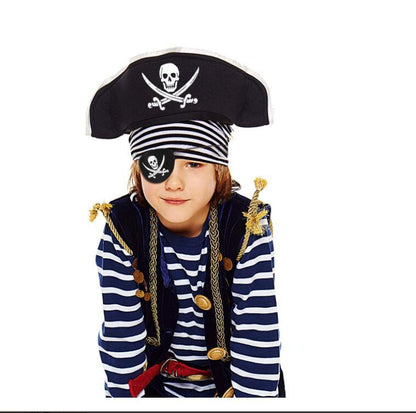 Halloween Pirate Captain Cosplay Costume Accessories Colony Pirate Hat Single Eye Patch For Halloween Kids — packaging