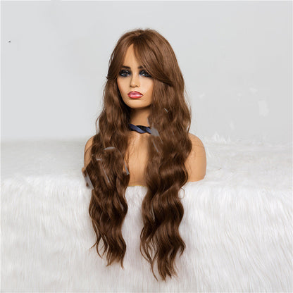 Long Wavy Brown Wig With Bangs Cosplay Party Hair Wigs — packaging