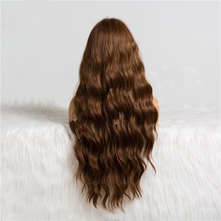 Long Wavy Brown Wig With Bangs Cosplay Party Hair Wigs — scale reference