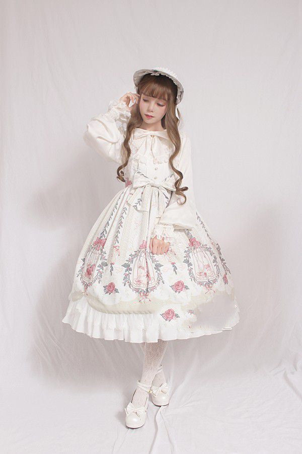 Lolita Skirt Full Size Side Clip Lolita Skirt Lolita Cage Dream Bead Chain Pendant Wave Jsk Dress — detail
