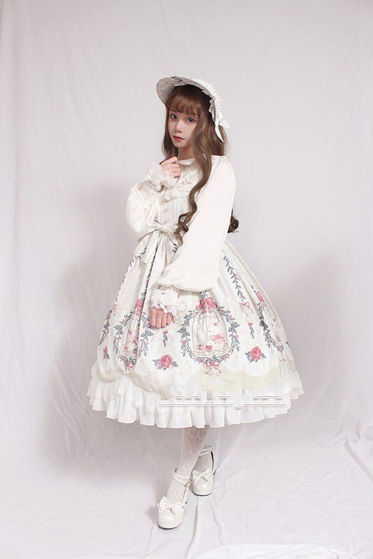Lolita Skirt Full Size Side Clip Lolita Skirt Lolita Cage Dream Bead Chain Pendant Wave Jsk Dress