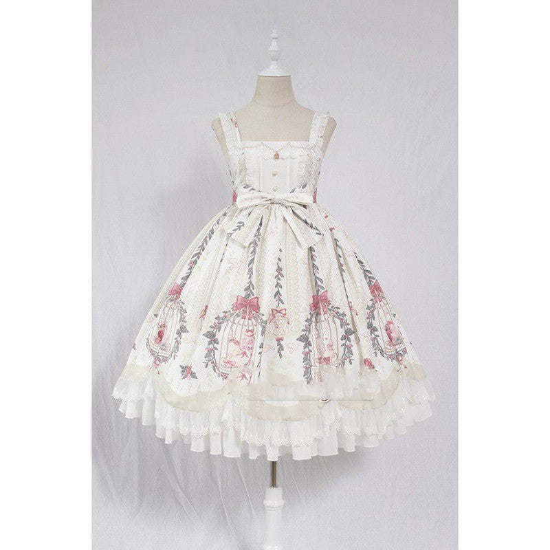 Lolita Skirt Full Size Side Clip Lolita Skirt Lolita Cage Dream Bead Chain Pendant Wave Jsk Dress — in use
