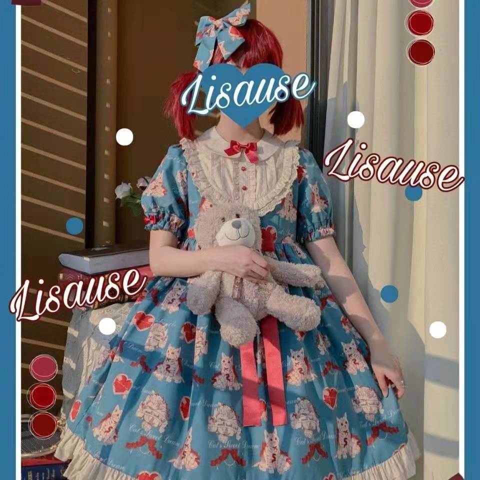 Cute Japanese Dress Lolita Girl Short-sleeved Lolita Dress — side view