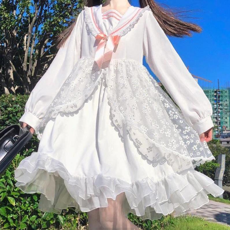 Vanilla Cream Long-sleeved Princess Dress | Magic Stories