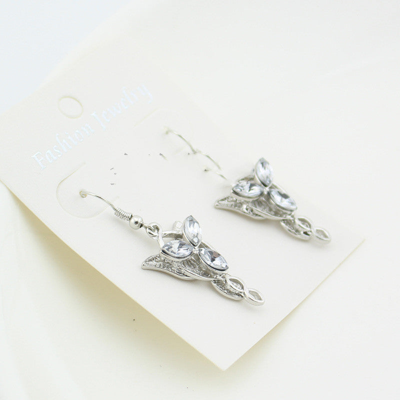 Lord of the Rings Elven Jewelry 3-Piece Set — Evenstar Necklace, Evenstar Earrings & Elven Leaf Necklace (agent — back view