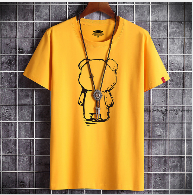 Mens Casual Bear Anime T Shirt — side view