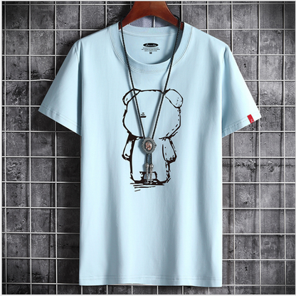 Mens Casual Bear Anime T Shirt — detail