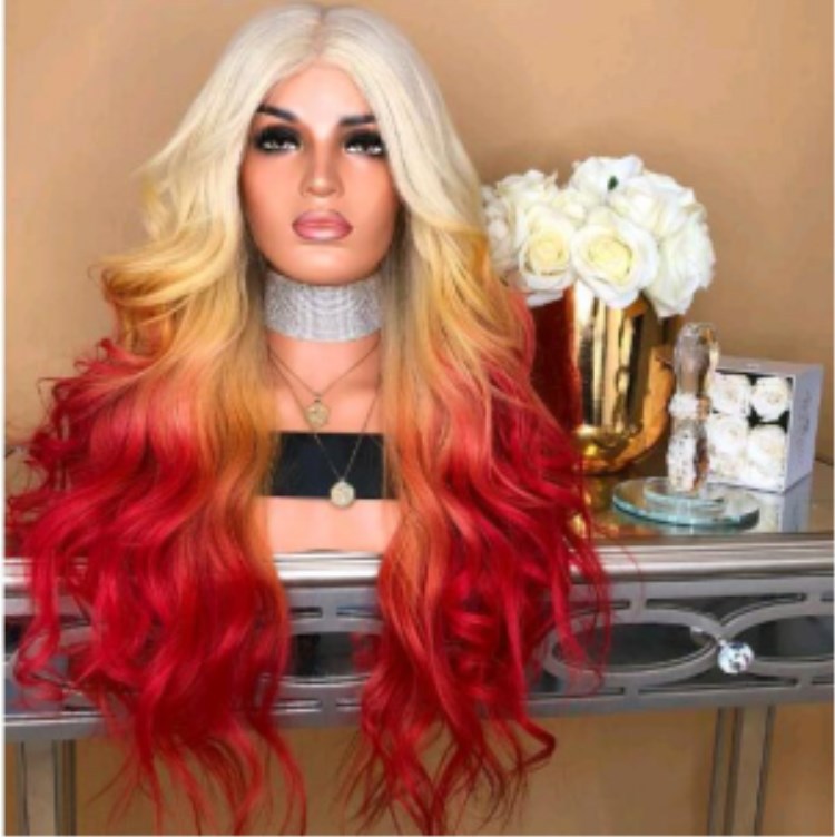 Gradient Big Red Dyed Curly Hair Big Waves — packaging