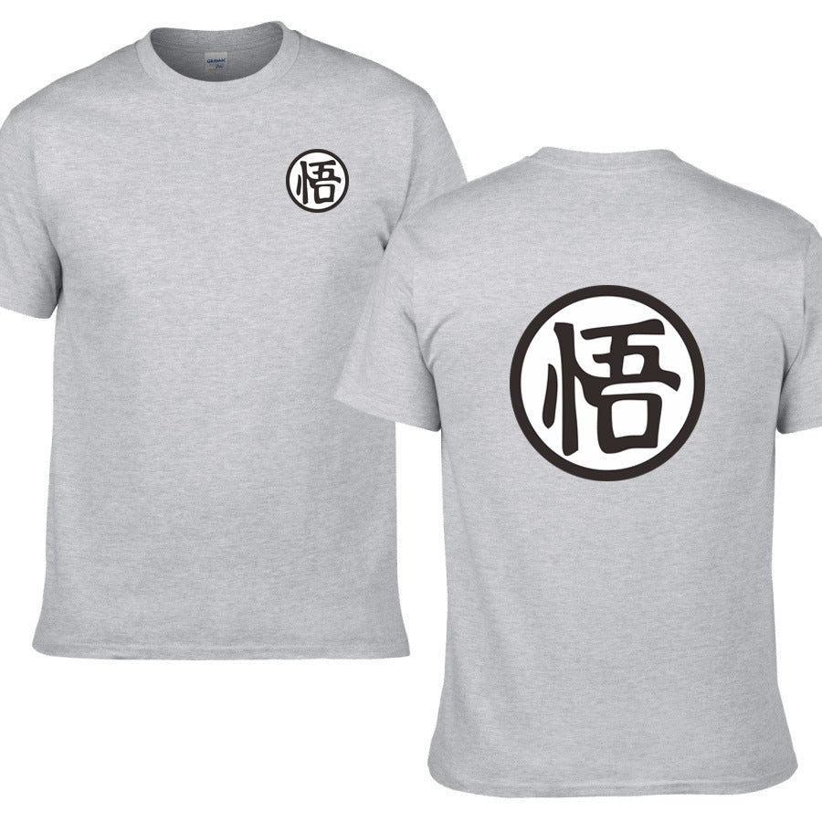 Casual Men Short Sleeve Shirt Cotton High Quality Male T-Shirts Anime Tops Tees — side view