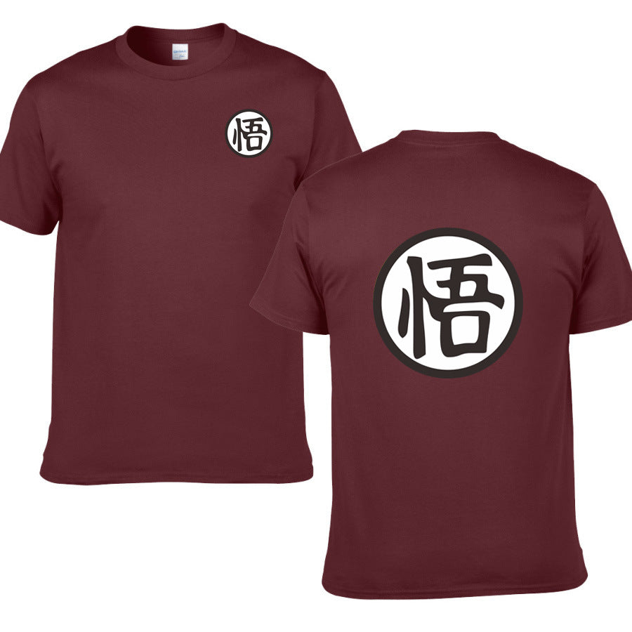 Casual Men Short Sleeve Shirt Cotton High Quality Male T-Shirts Anime Tops Tees — back view