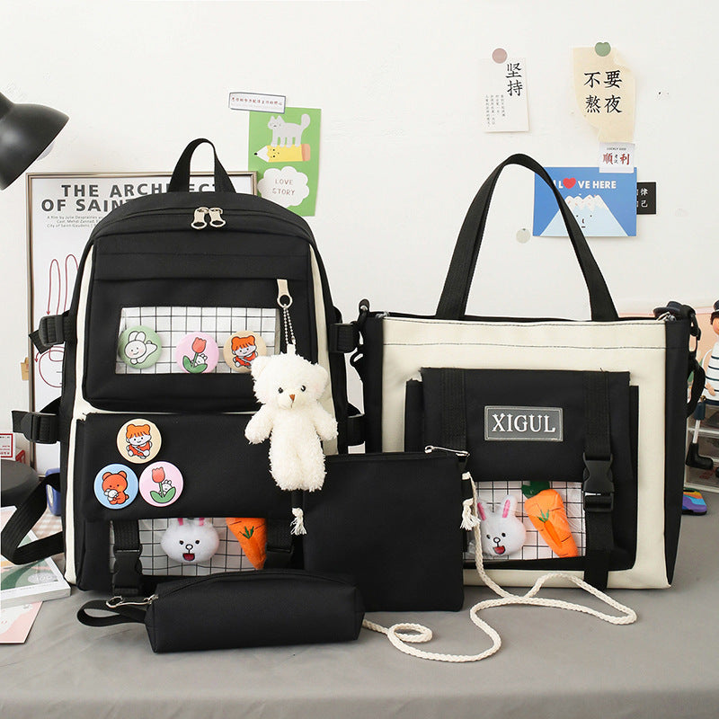 Backpack four-piece set Harajuku college style backpack backpack — packaging