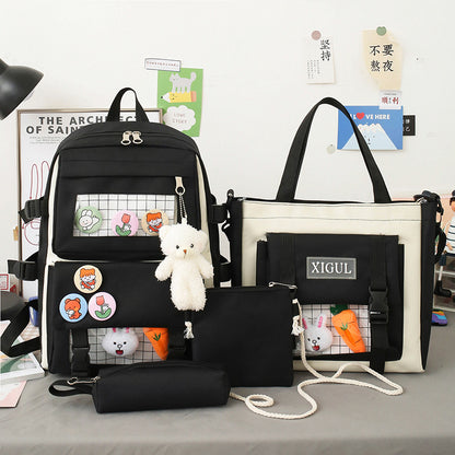 Backpack four-piece set Harajuku college style backpack backpack — packaging