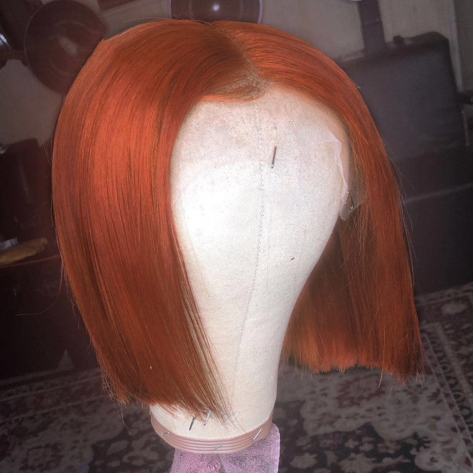 Gradient Color Short Bob Wig Orange Lace Front Human Hair Wig — packaging