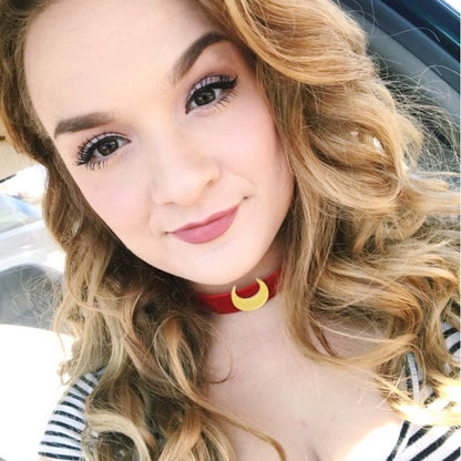 Beautiful Girl Cosplay Star Moon Love Velvet Collar Necklace — detail