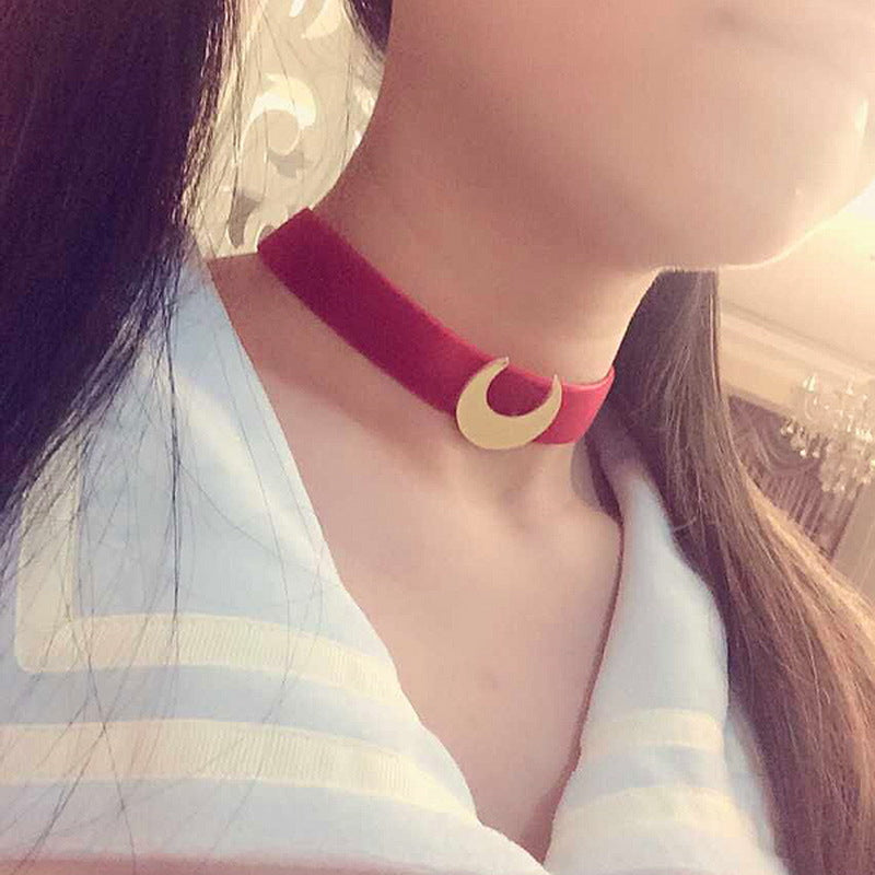 Beautiful Girl Cosplay Star Moon Love Velvet Collar Necklace