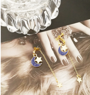 Anime Sailor Moon 25th Cosplay Earring Girl Blue moon star eardrop accessories prop — in use