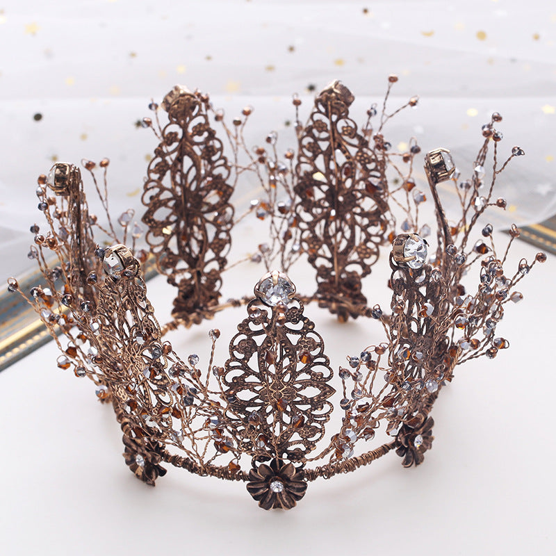 Bridal golden crown tiara baroque round | Magic Stories