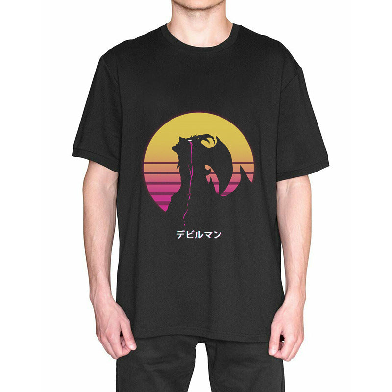 Anime Devil Man Printed Men's Short Sleeve T-Shirt