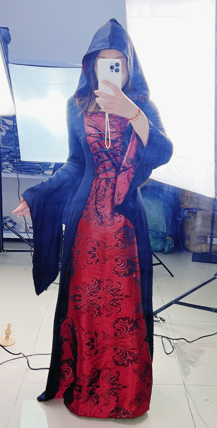 Halloween Cloak Vampire Cosplay Costume Wizard Dress Up Robe — side view