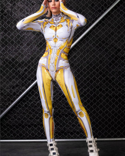 European And American Halloween Slim One-piece Tights 3D Digital Printing Cosplay Play — detail