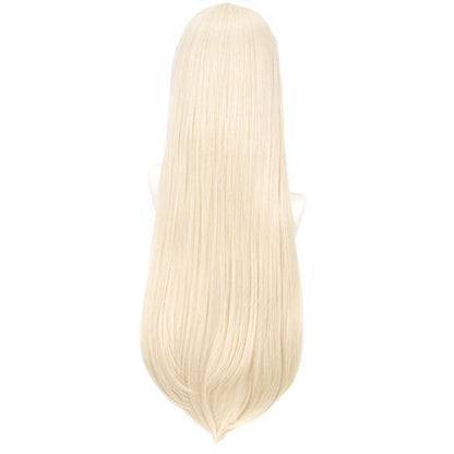 Anime bangs milk golden cos wig — back view