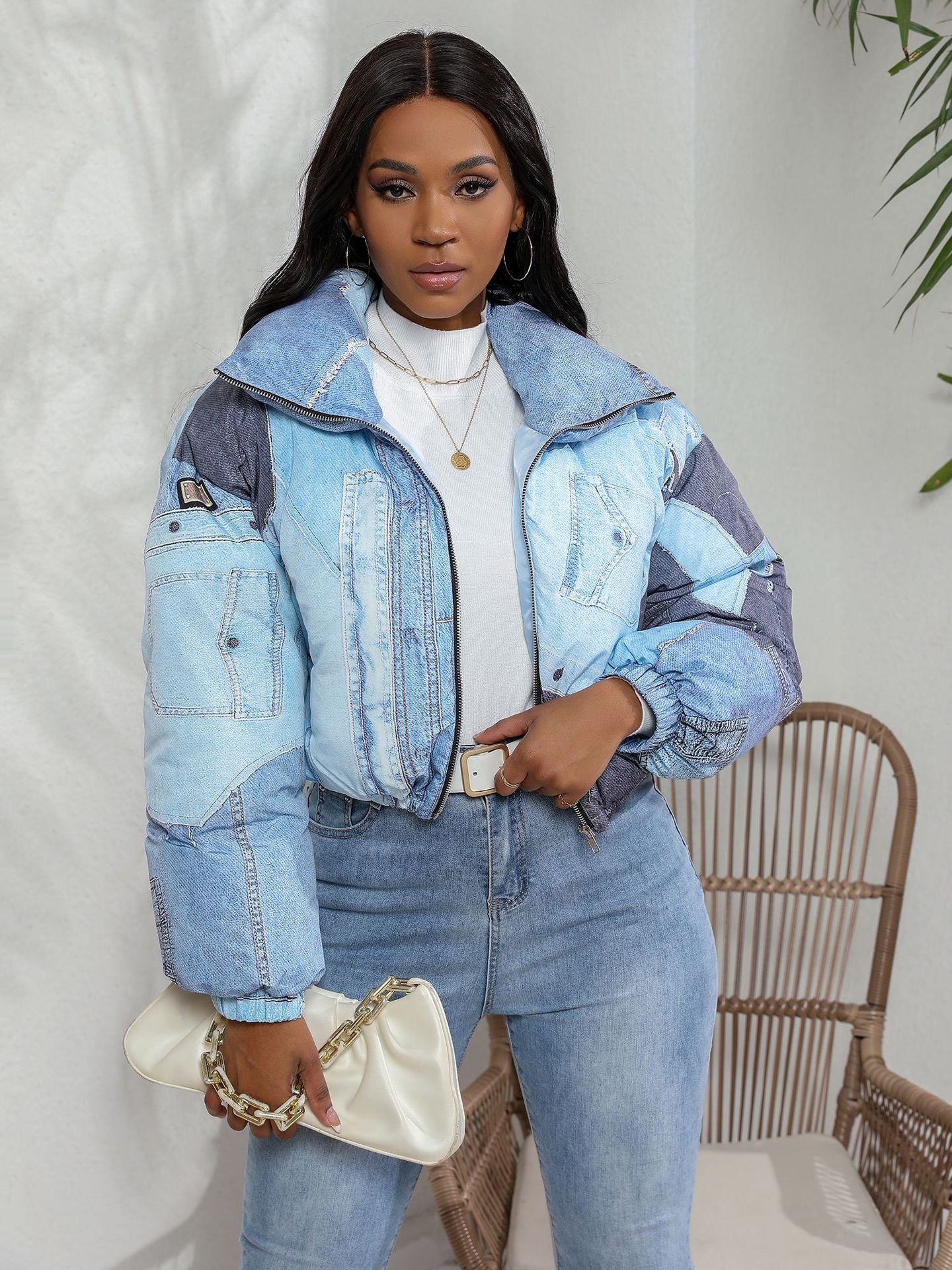 Jacket Denim Printing Cotton Coat Jacket — back view
