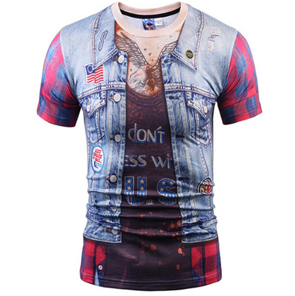 Fake Vest men short sleeve hip hop Fashion Man Slim Fit t-shirt Halloween cosplay — packaging