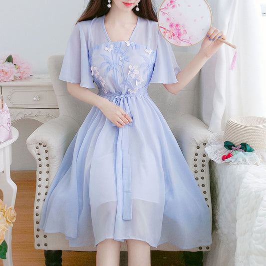 Women's Embroidered Chiffon Improved Hanfu | Magic Stories