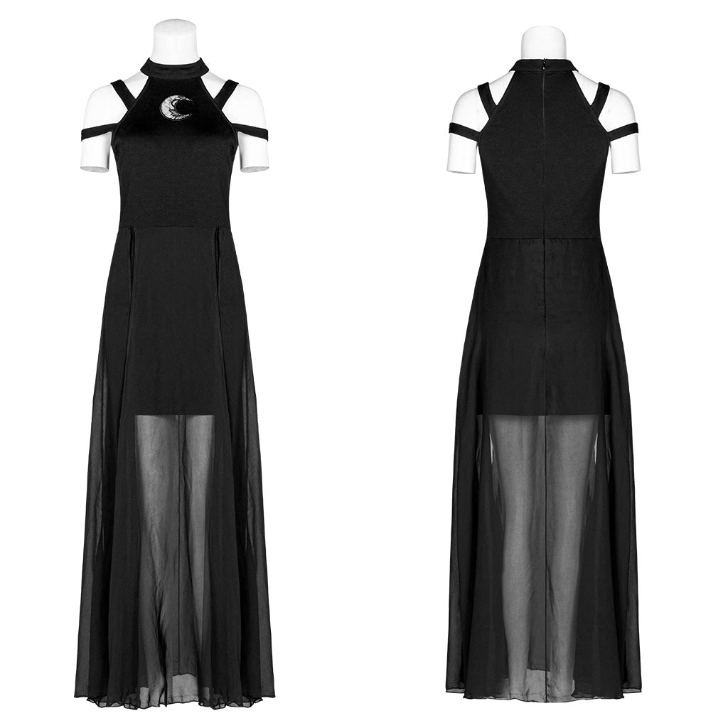 Women's Steam Punk Goth Simple Socialite Dress — back view