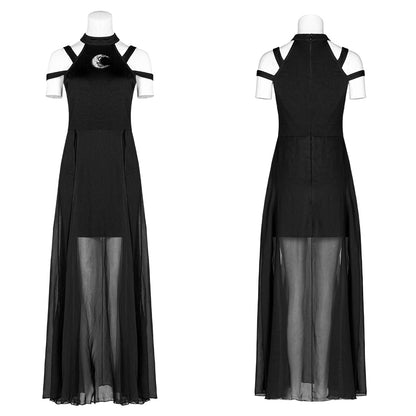 Women's Steam Punk Goth Simple Socialite Dress — back view
