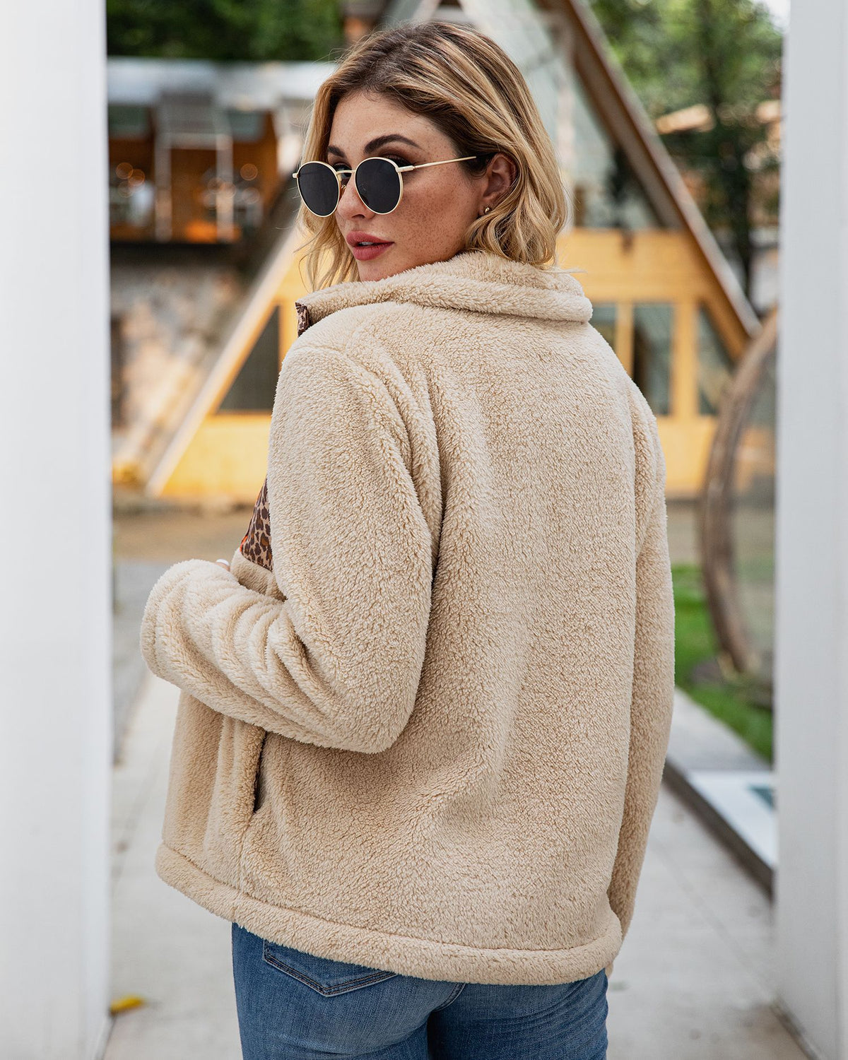 Leopard zipper plush coat | Magic Stories