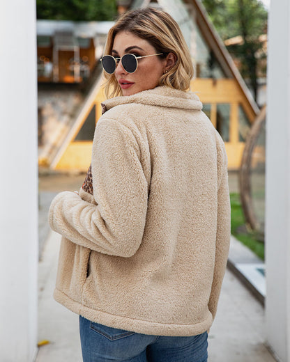 Leopard zipper plush coat | Magic Stories