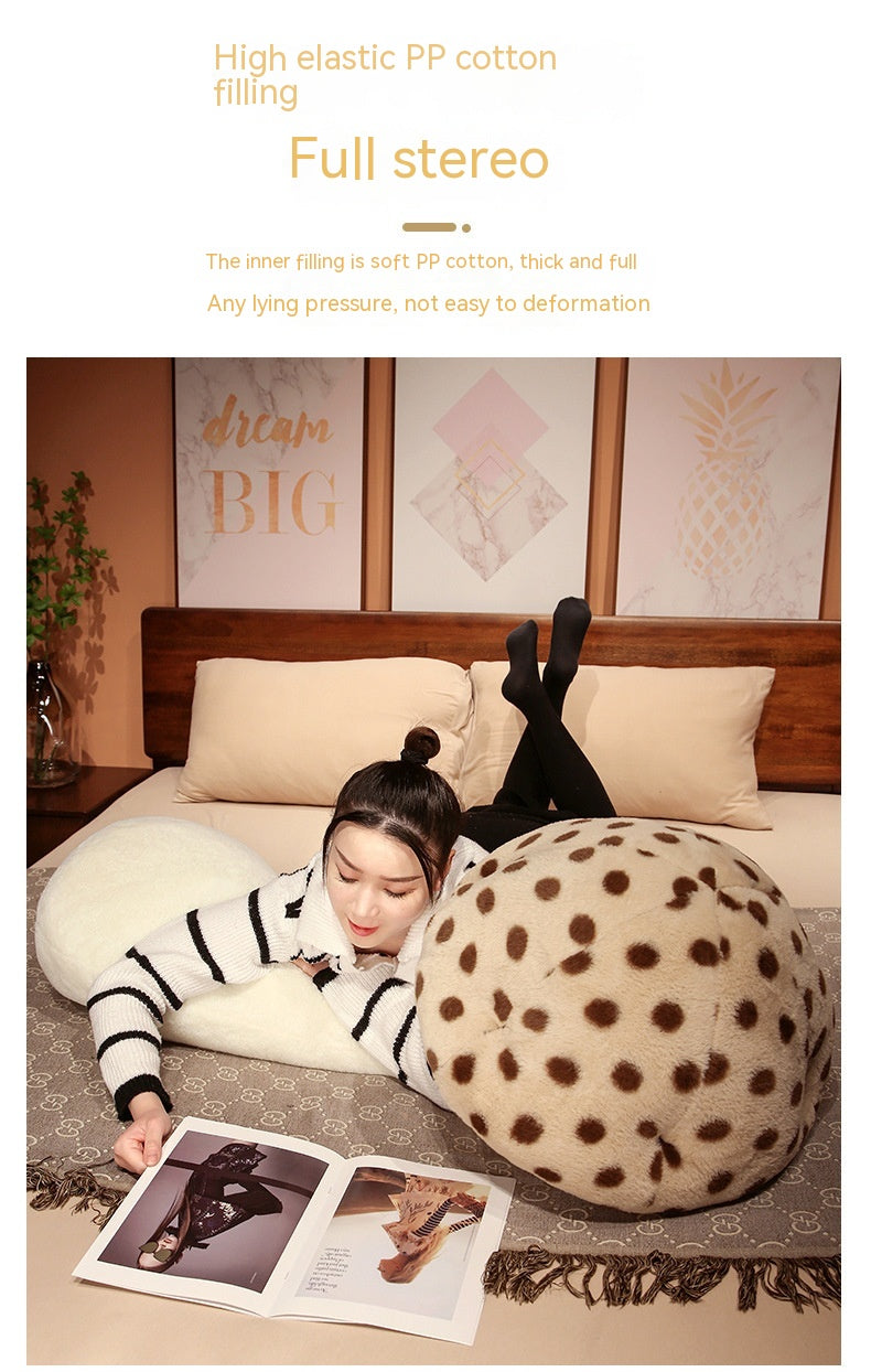 Cute Big Mushroom Shaped Leg Clip Sleeping Long Plush Pillow Living Room Backrest Pillow — back view