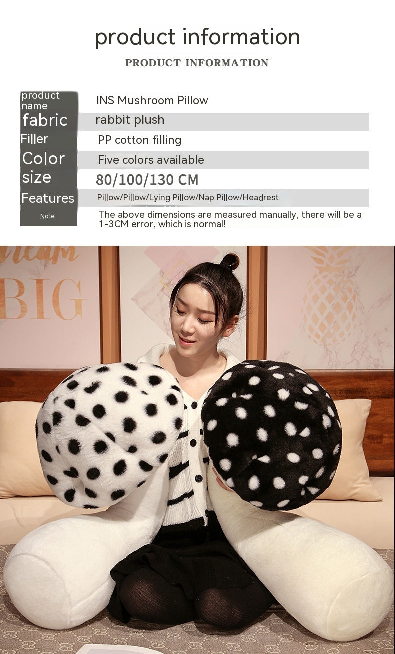 Cute Big Mushroom Shaped Leg Clip Sleeping Long Plush Pillow Living Room Backrest Pillow — side view