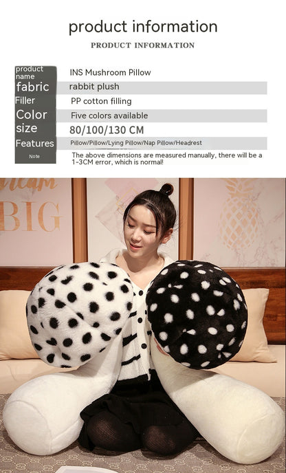 Cute Big Mushroom Shaped Leg Clip Sleeping Long Plush Pillow Living Room Backrest Pillow — side view